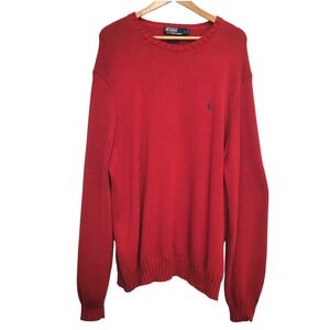 Vintage Polo by Ralph Lauren Men's Knit Holiday Red Oversize Knit Sweater XXL